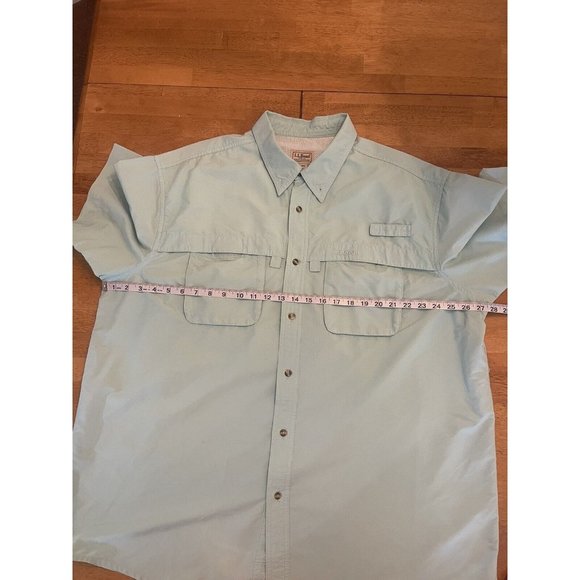 LL Bean Shirt‎ Mens XXL Vented Fishing Button Up Teal Short Sleeve - Picture 5 of 6